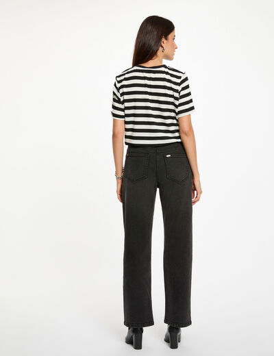 Camiseta cropped de rayas blanco mujer
