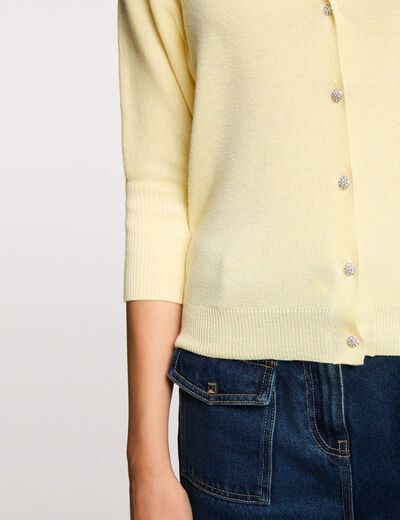 C&aacute;rdigan escote en V amarillo claro mujer