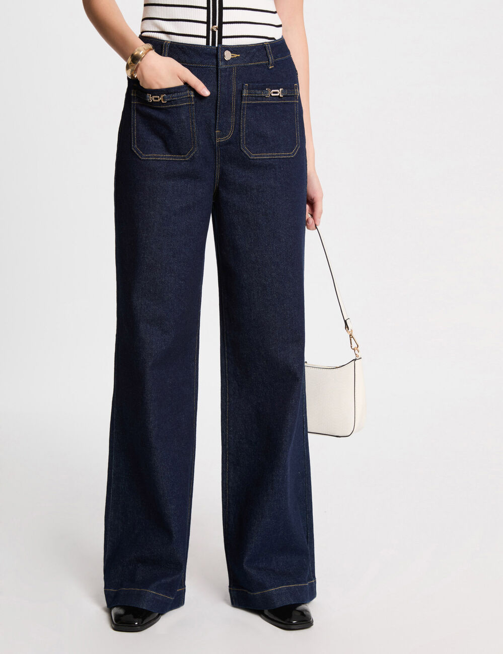 Vaquero pernera ancha denim crudo mujer