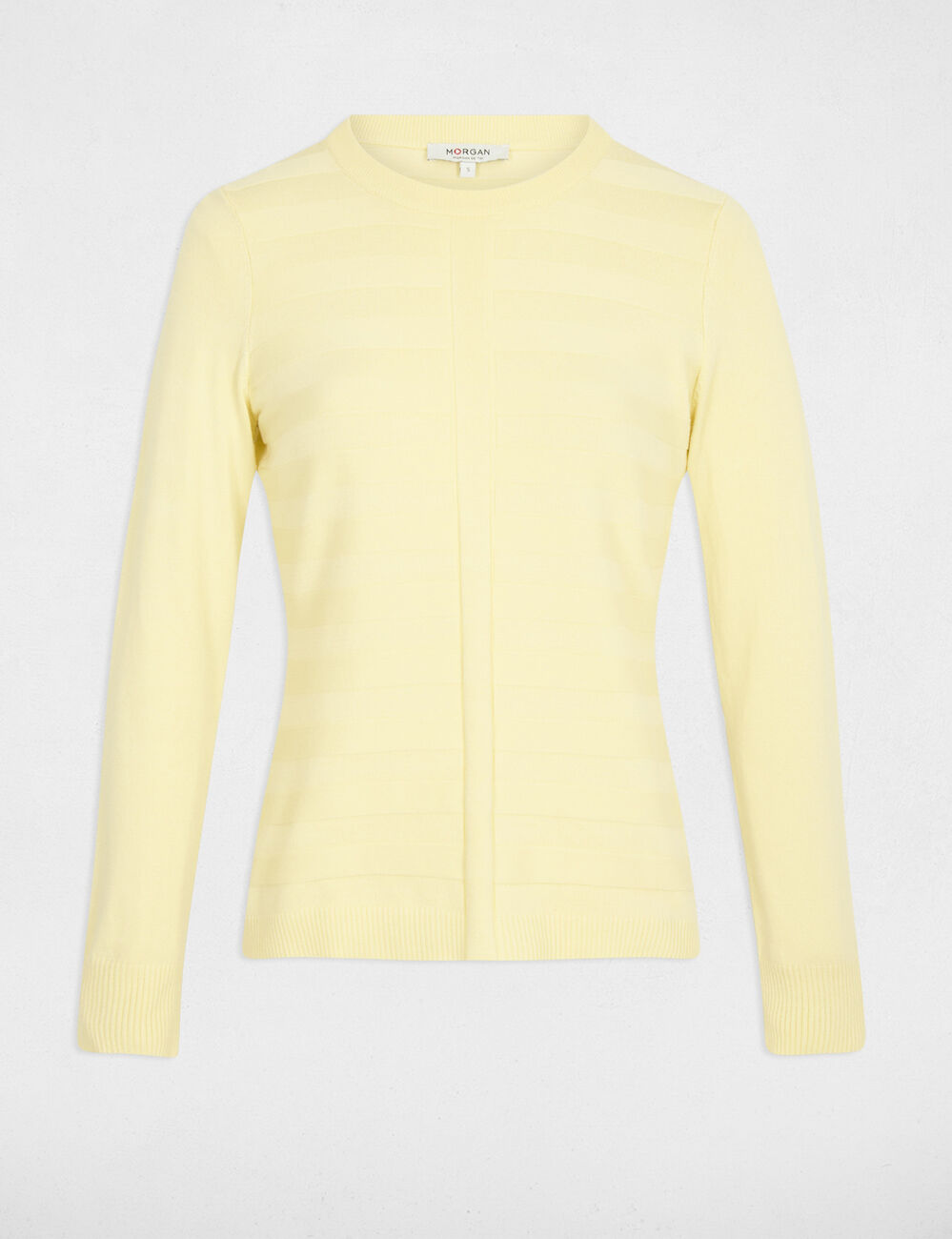Jersey ajustado cuello redondo amarillo claro mujer
