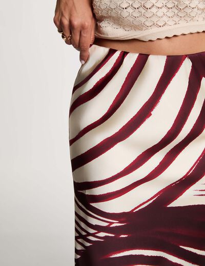 Falda midi satinada multicolor mujer