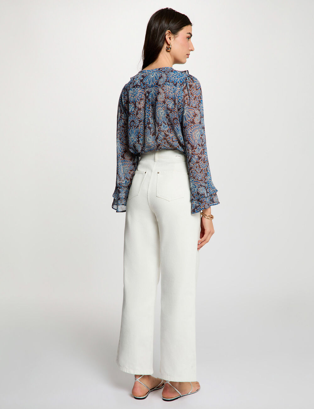 Camisa de gasa ajustada multicolor mujer