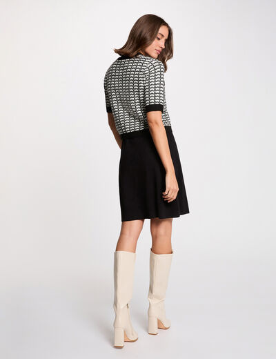 Vestido de punto efecto 2 en 1 negro mujer