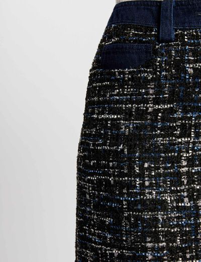 Falda corta de tweed multico mujer