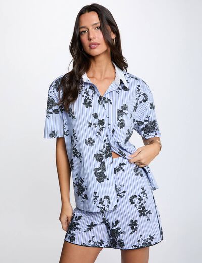 Camisa con cuello contrastado multicolor mujer