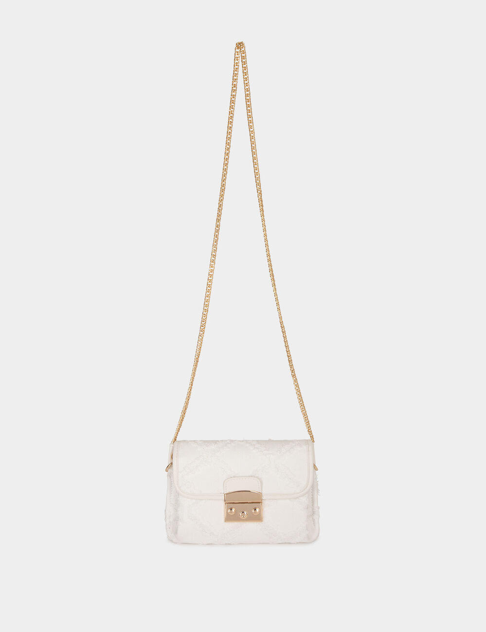 Bolso cartera de mano flecos marfil mujer