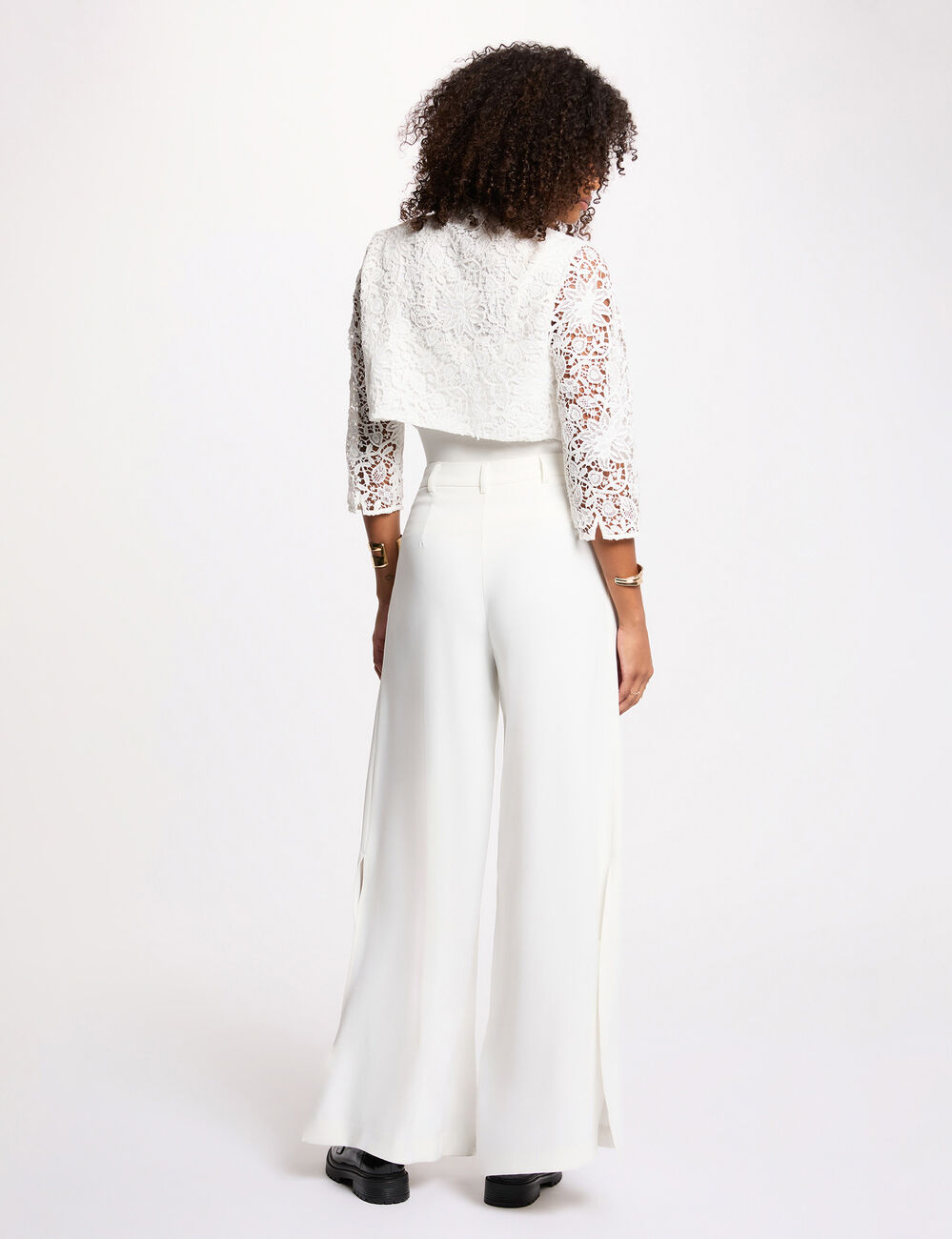 Bolero de encaje entallado blanco mujer