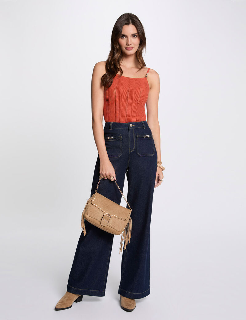 Top punto tirantes finos naranja oscuro mujer