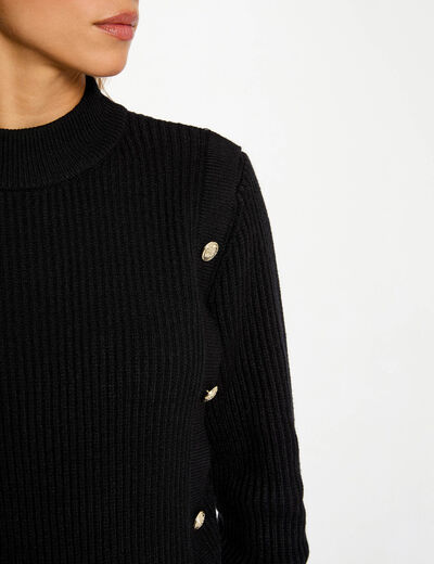 Jersey corto de cuello alto negro mujer