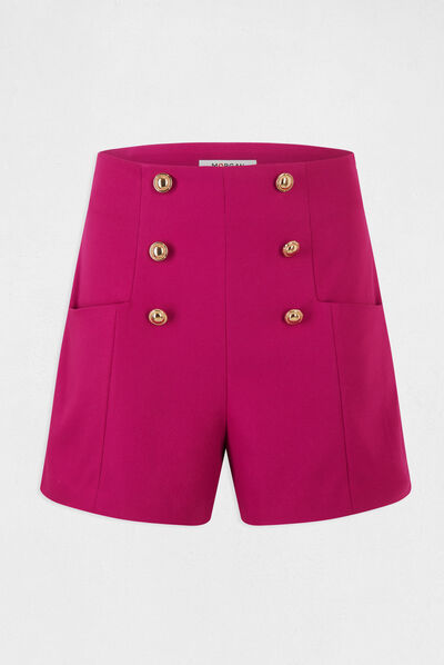 Short city recto con botones frambuesa mujer