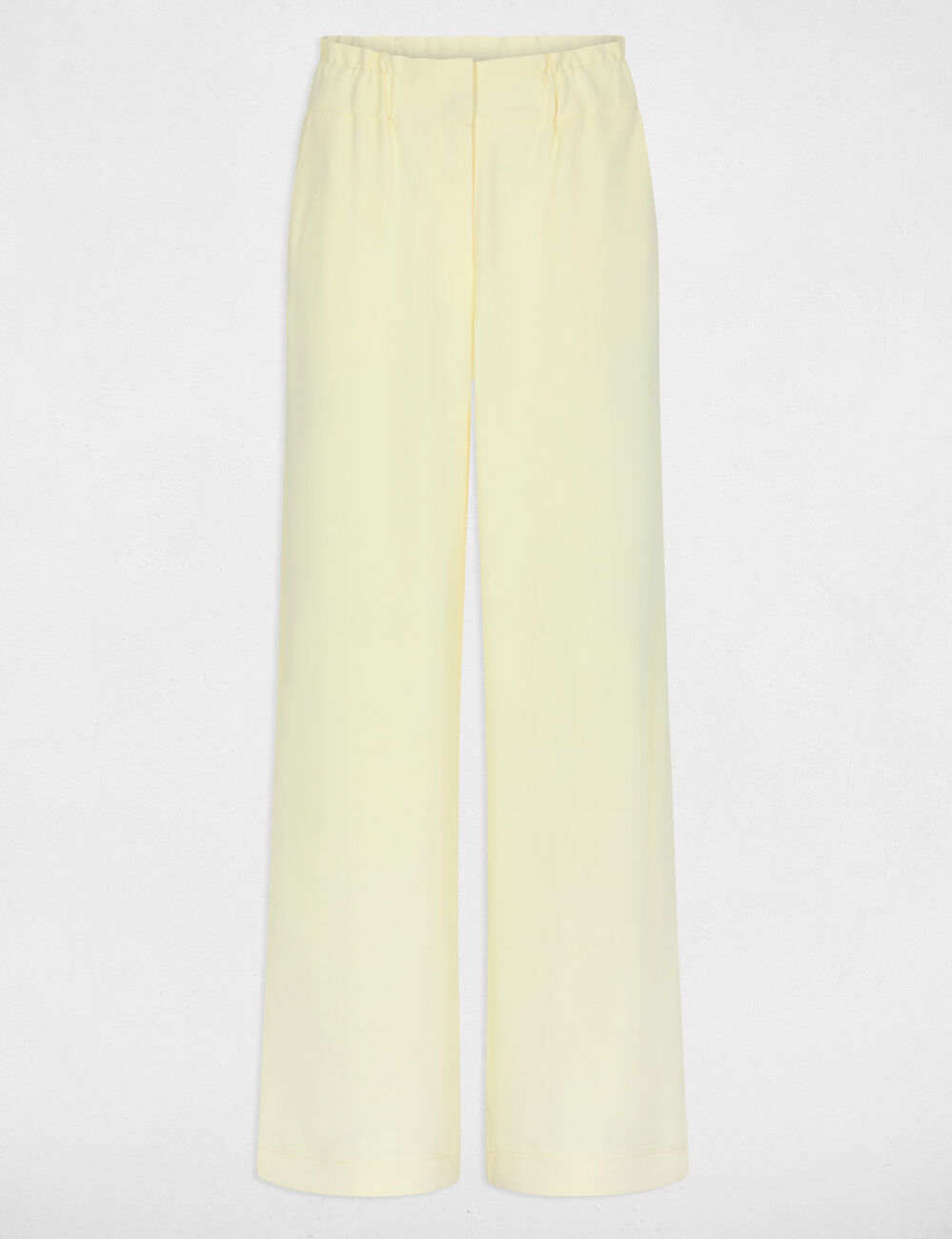 Pantal&oacute;n ancho de tiro alto amarillo pastel mujer