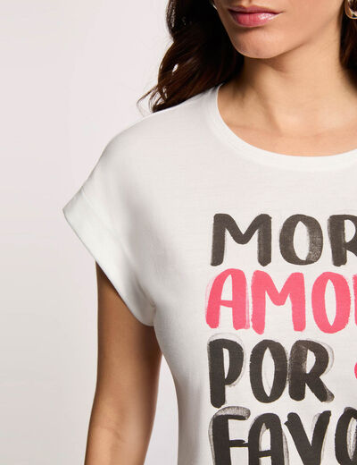 Camiseta de manga corta blanco mujer