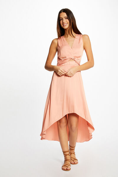 Vestido midi evasé asimétrico  mujer