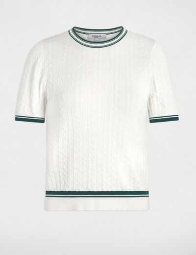Jersey fino de manga corta verde mujer