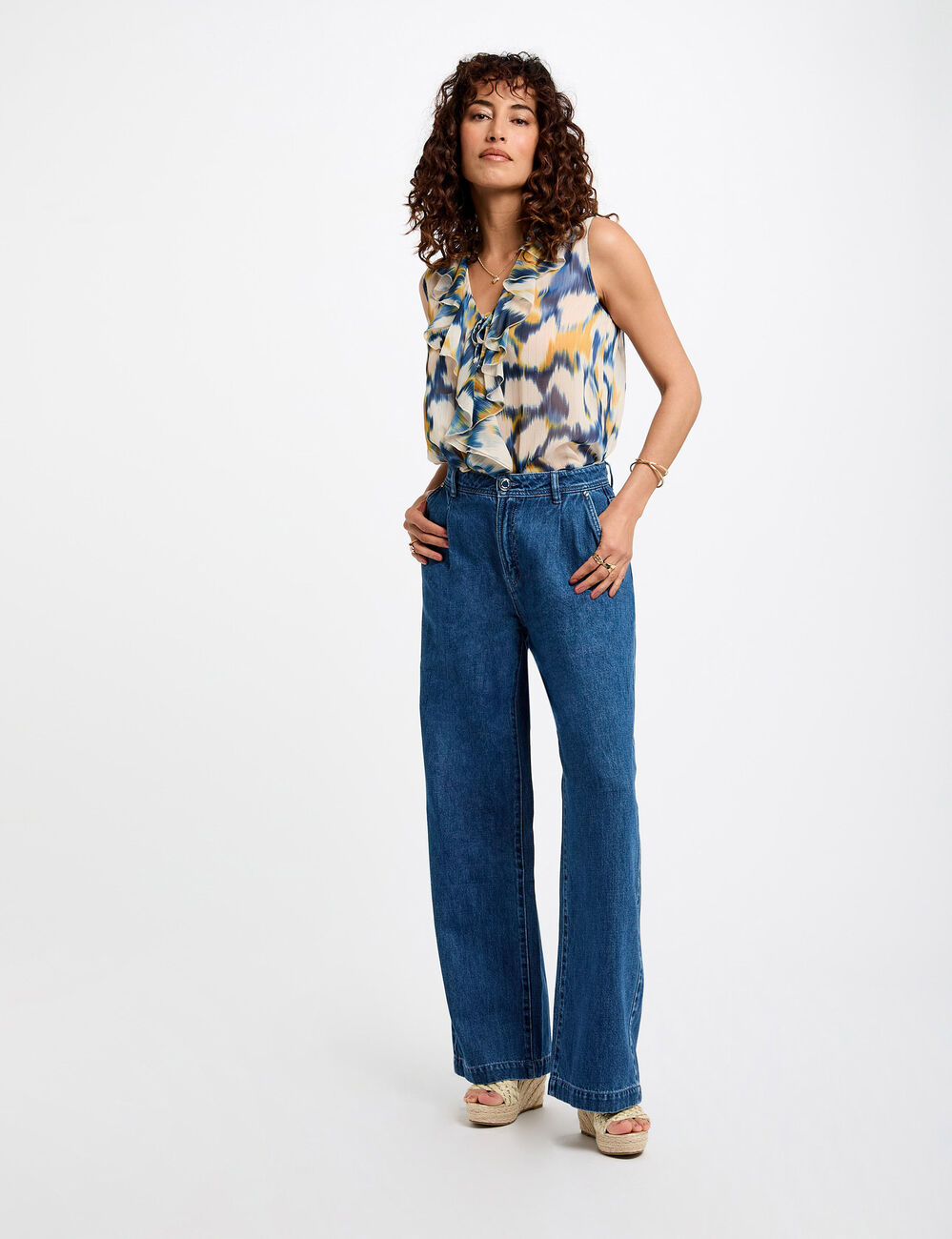 Vaquero pernera ancha denim stone mujer