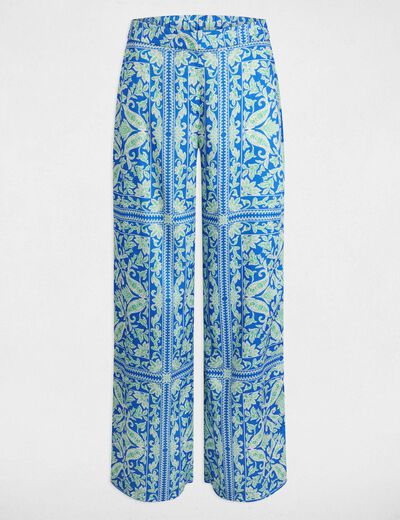 Pantalón ancho estampado multicolor mujer