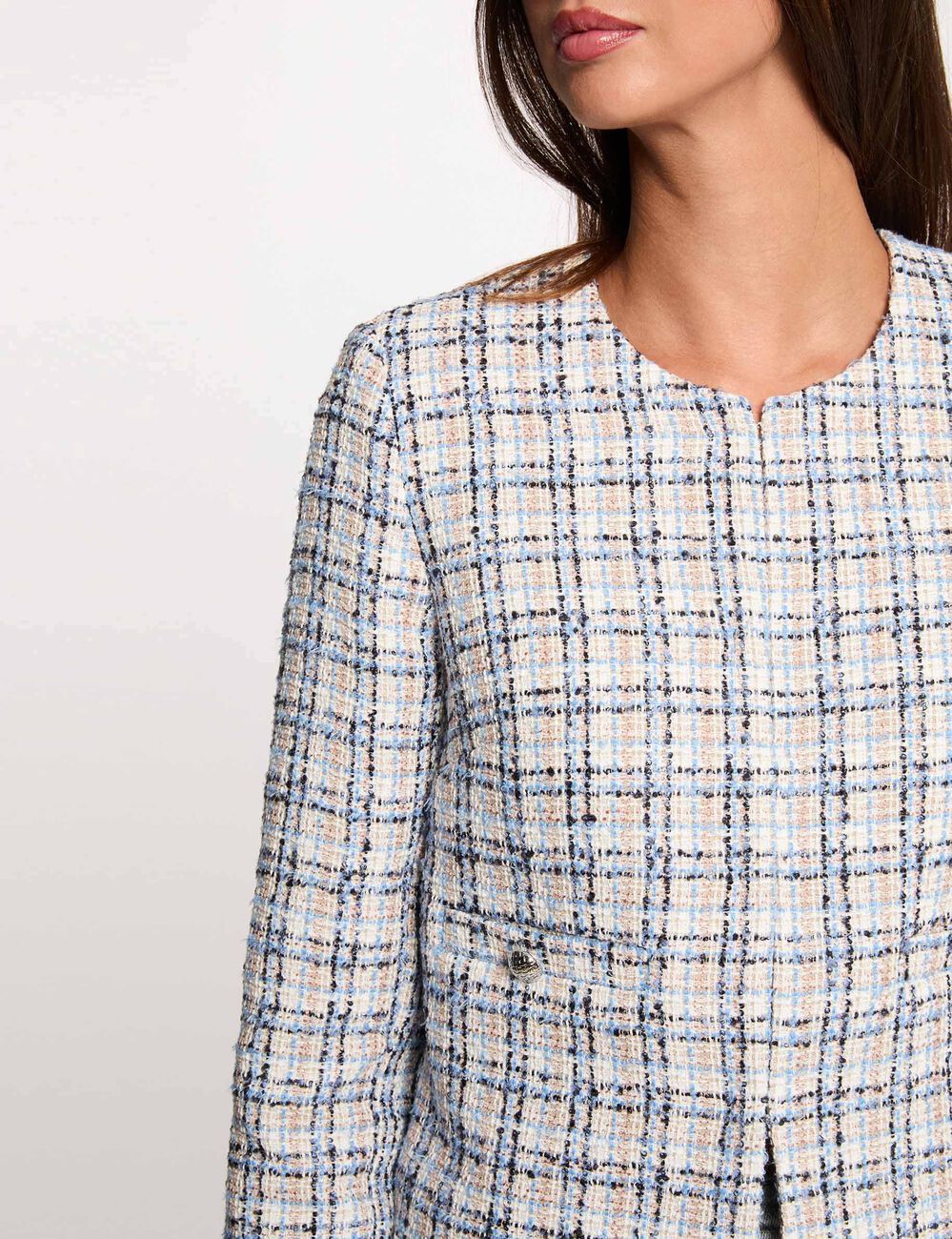Chaqueta entallada de tweed multicolor mujer