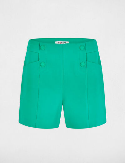Short recto con pinzas verde emeralda mujer