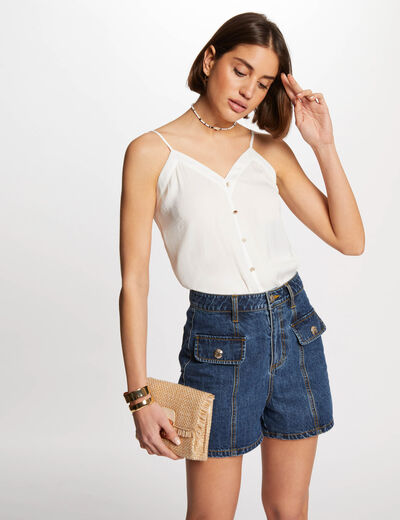 Top tirantes y botones crudo mujer