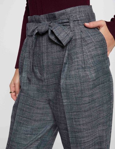 Pantalón estampado de cuadros multicolor mujer