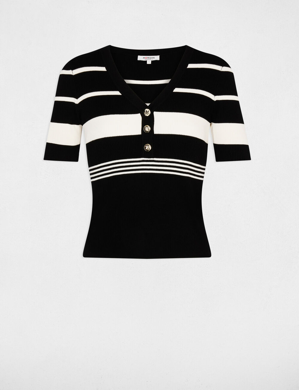 Jersey fino cuello v negro mujer