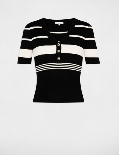 Jersey fino cuello v negro mujer