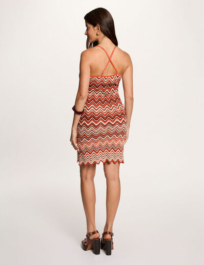 Vestido corto de punto con chevron marr&oacute;n co&ntilde;ac mujer