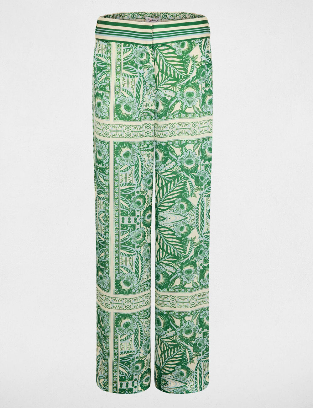 Pantal&oacute;n ancho de tiro alto multicolor mujer
