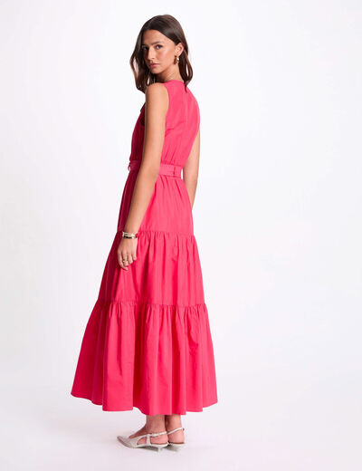 Vestido largo recto rosado fucsia mujer