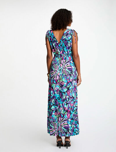 Vestido largo recto estampado multicolor mujer