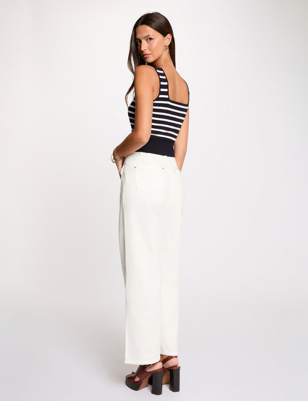 Top punto tirantes anchos azul marino mujer