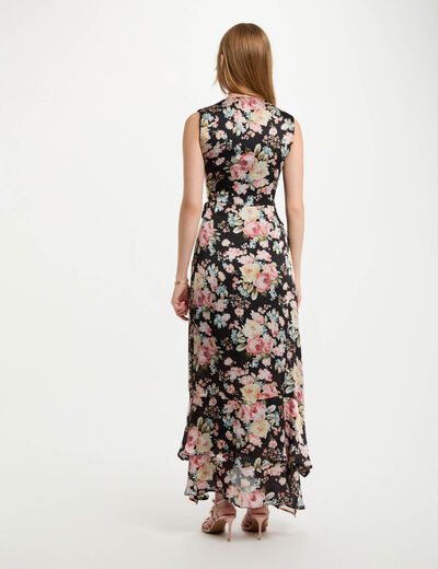 Vestido largo recto estampado multicolor mujer