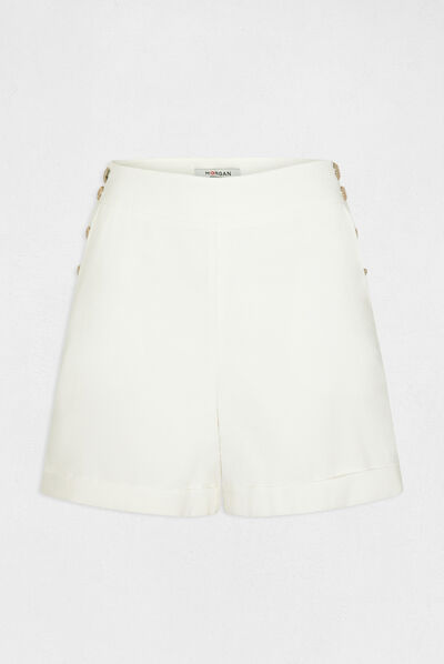 Short recto holgado con botones crudo mujer
