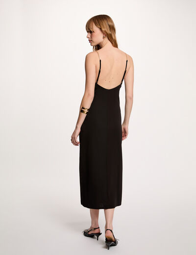 Vestido midi tirantes cadena negro mujer