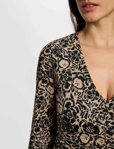 Vestido de punto con cuello v multicolor mujer
