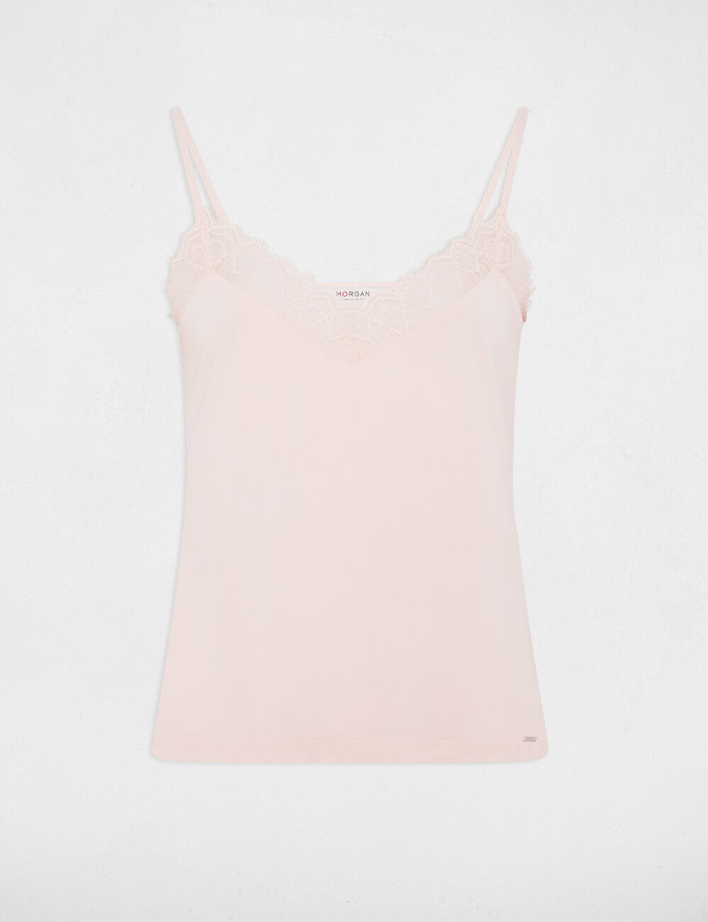 Top con encaje rosa claro mujer