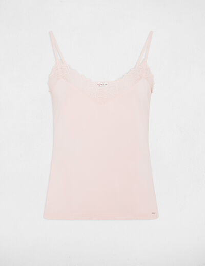 Top con encaje rosa claro mujer