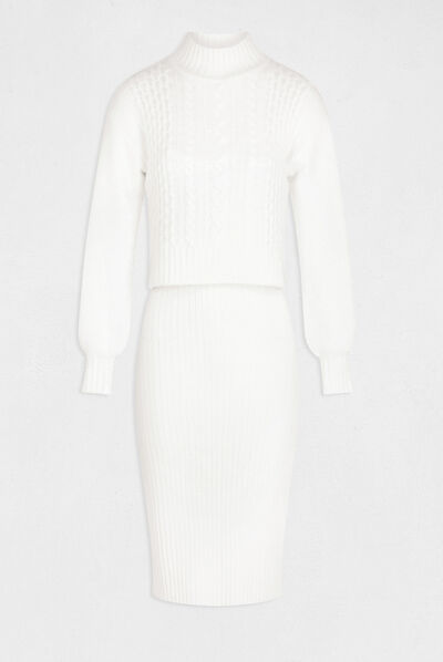 Vestido de punto ajustado efecto 2 en 1 crudo mujer