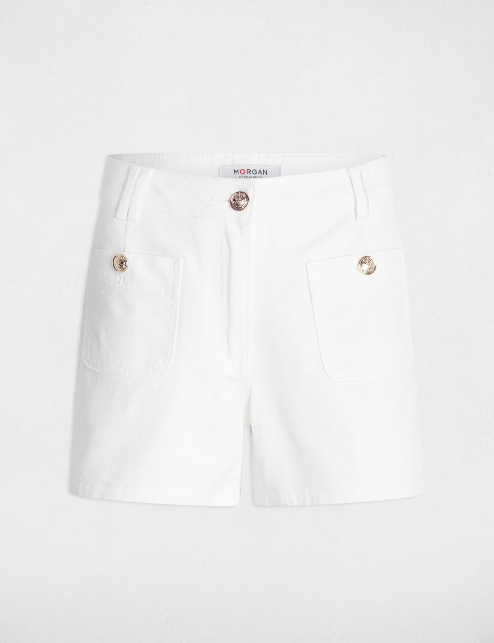 Short vaquero talle alto blanco mujer
