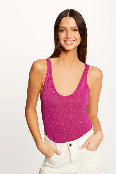 Top punto con tirantes frambuesa mujer