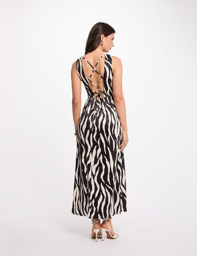 Vestido largo con escote multicolor mujer