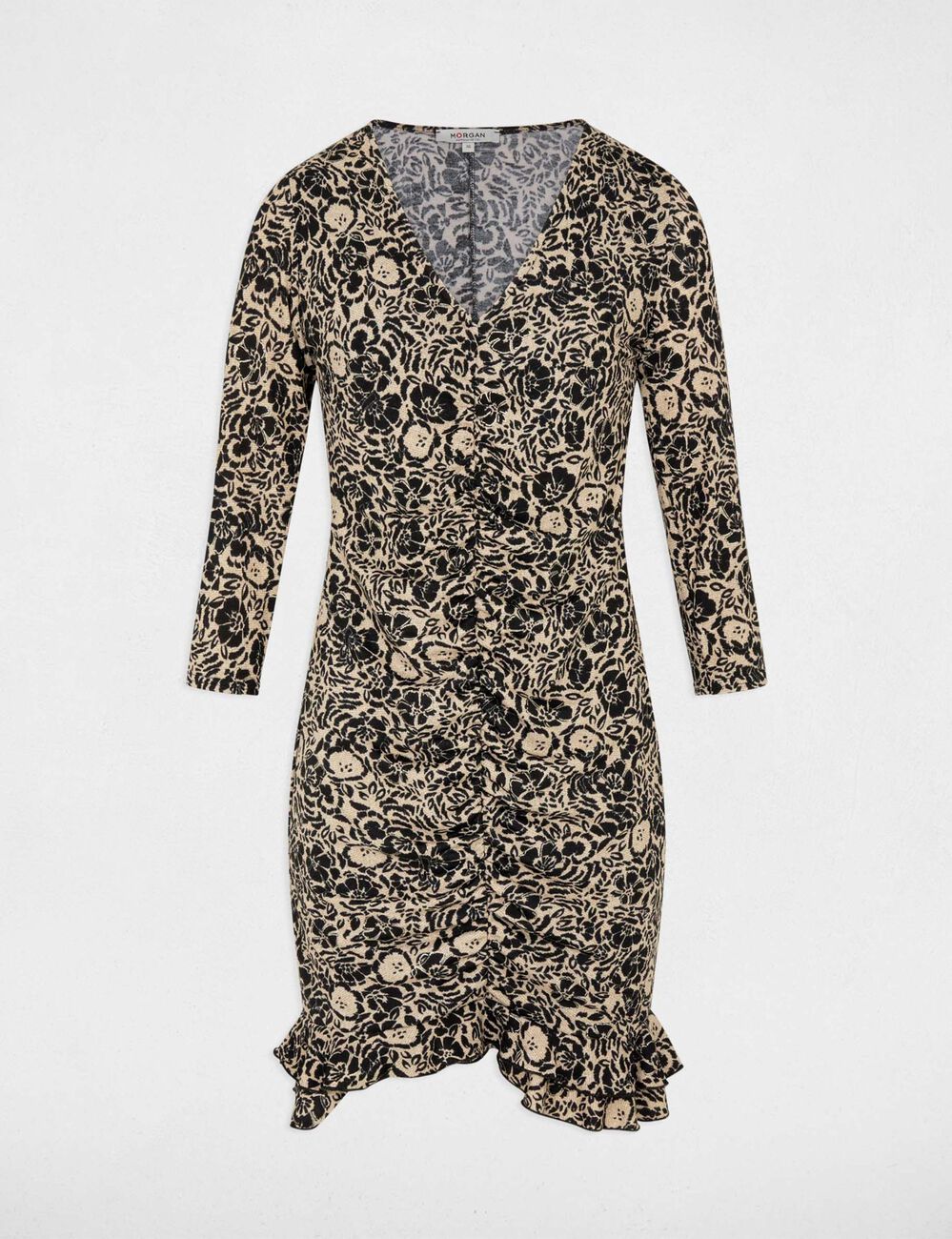 Vestido de punto con cuello v multicolor mujer
