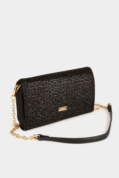 Bolso cartera de mano con lentejuelas negro mujer