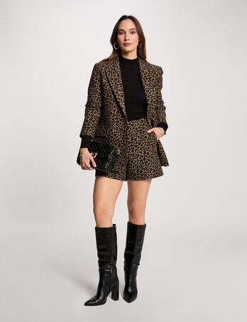 Short recto estampado leopardo multicolor mujer