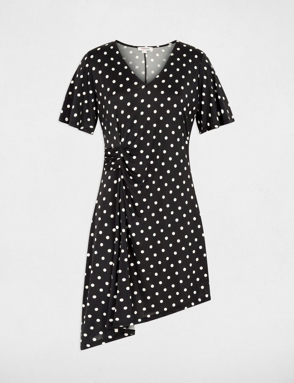 Vestido asim&eacute;trico de lunares multicolor mujer