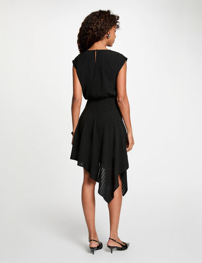Vestido asim&eacute;trico mangas cortas negro mujer