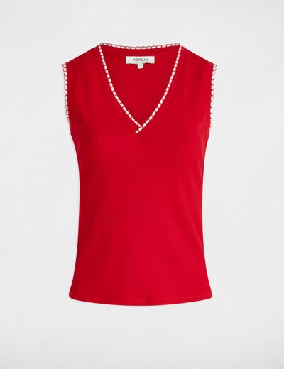 Top sin manga rojo mujer
