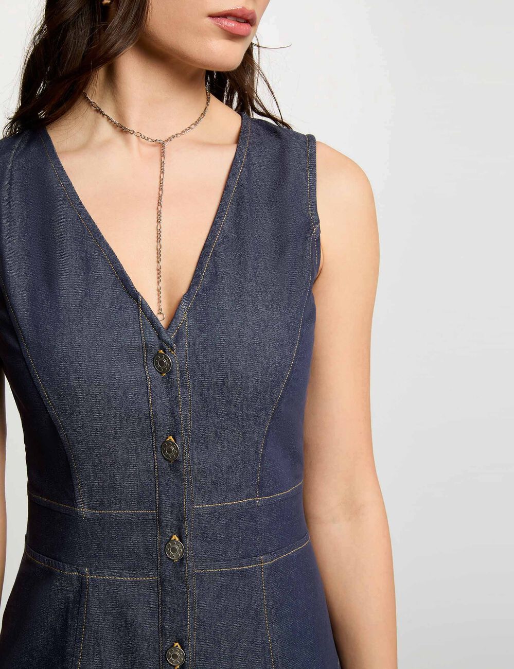 Vestido ajustado efecto vaquero denim crudo mujer