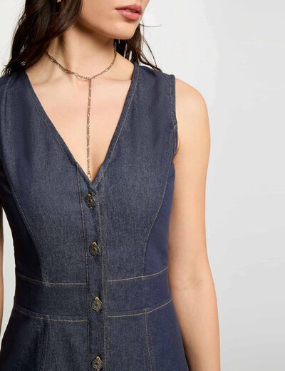 Vestido ajustado efecto vaquero denim crudo mujer