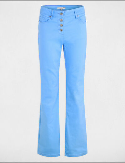 Pantalón boot-cut abotonado azul mujer